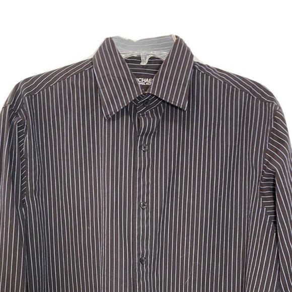 Michael Kors Shirt Mens 15.5 32/33 Blue Button Front Dress Plaid Check Cotton - Picture 2 of 6